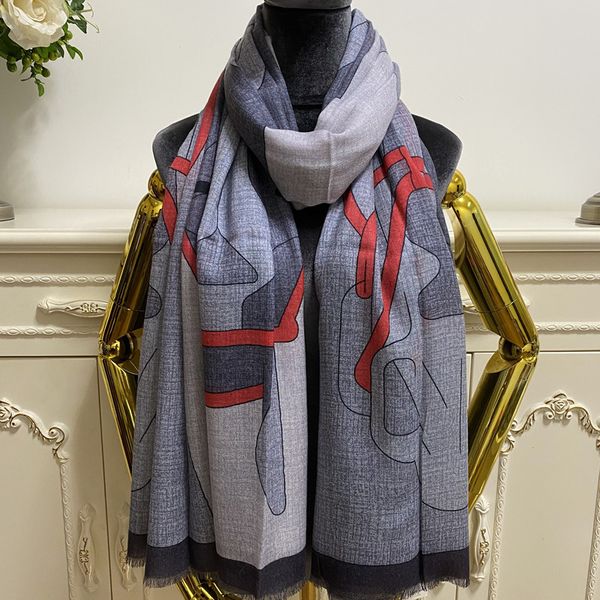 

women's scarf 100% cashmere material print letters plain patterne thin and soft long scarves for women big size 200cm - 90cm, Blue;gray