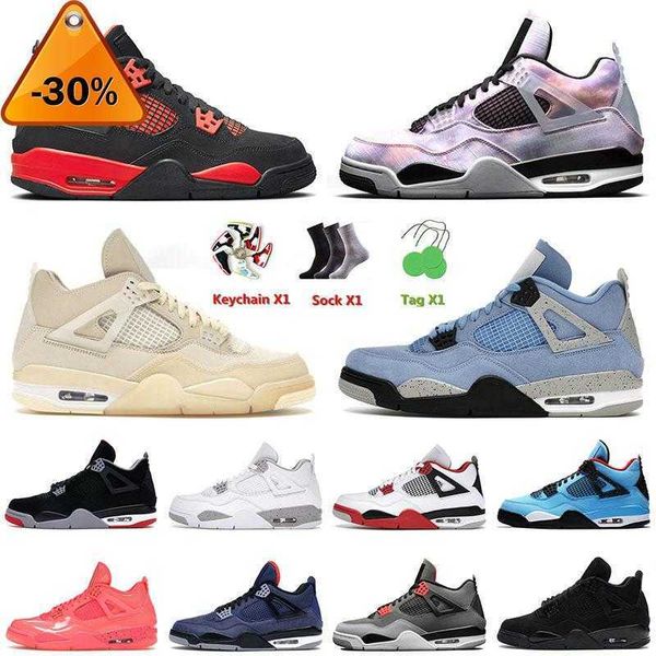 

boots 2022 arrival basketball shoes 4 4s vi zen master jumpman red thunder university blue sail off bred infrared white oreo mens women spor, Black