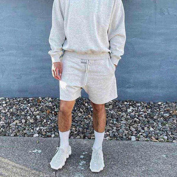 

spring summer europe usa reflective shorts matcha green women men skateboard cotton running middle pants jogging short, White;black