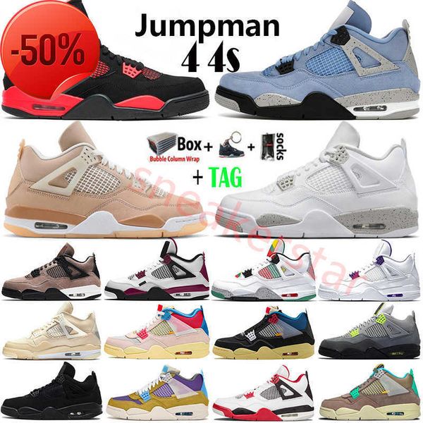 

basketball boots shoes with box jumpman 4 4s og mens university blue white oreo taupe haze sail bred fire red neon black cat metallic purple