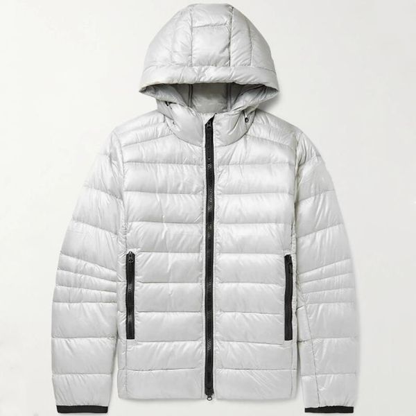 

men crofton down jacket designer padded coat recycled nylon-ripshooded zip woven patch, Black