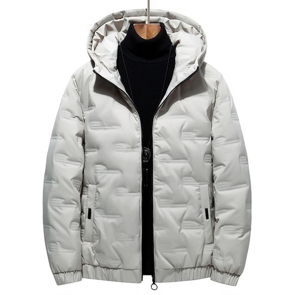 

mens down parkas winter white duck jacket fashion warm hooded casual windbreaker for men 220909, Black