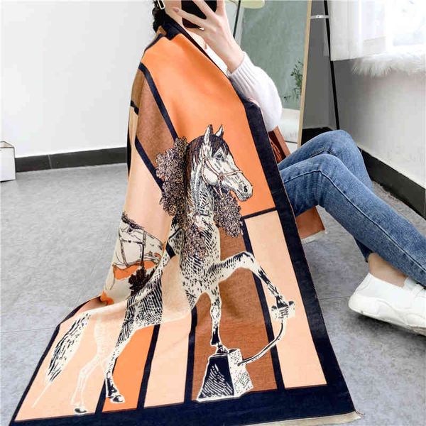 

classic style 2022 new color imitation cashmere scarf women's long style matching scarf shawl tourism sunscreen, Blue;gray