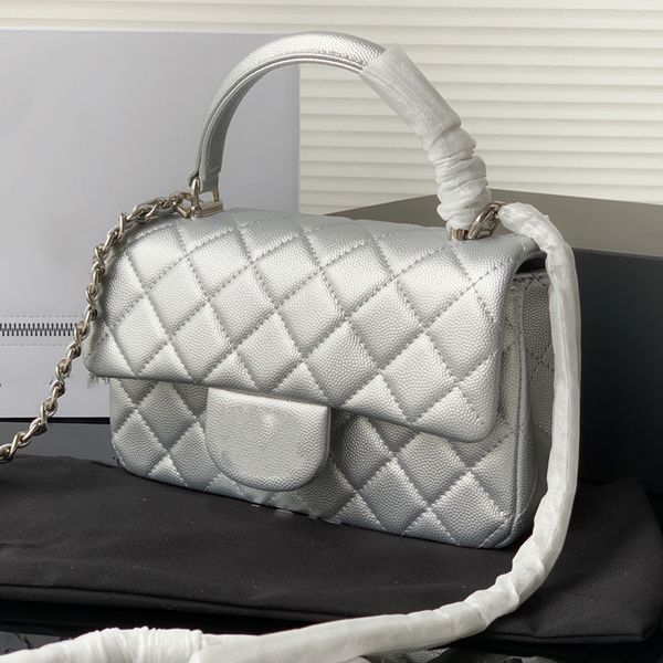

womens classic mini flap trendy cf silver bags caviar leather calfskin handle tote purse card holder fashion trends outdoor sacoche designer