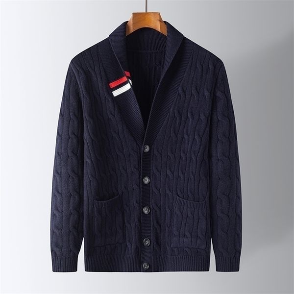 

mens sweaters high end luxury european and american cardigan mens casual solid color trend jacquard knitted cardigan mens lapel sweater coat, White;black