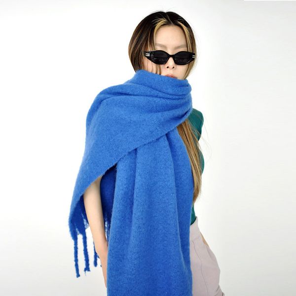 

scarves winter for women men thicken faux cashmere mohair scarf shawl autumn warm wraps female tassel 220912, Blue;gray
