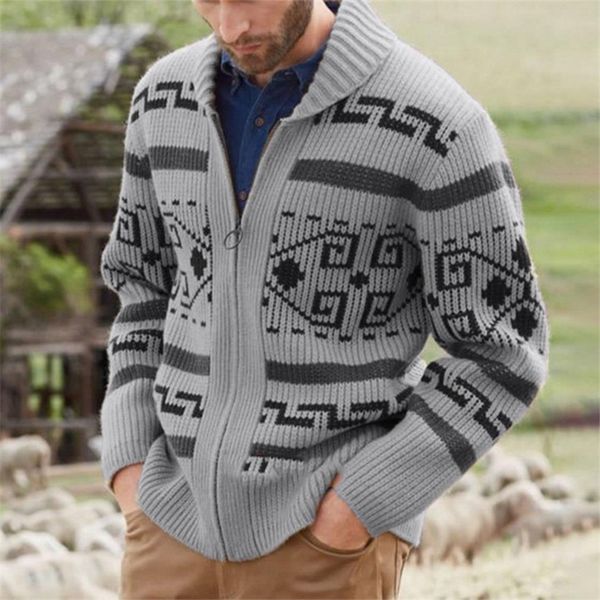 

men s sweaters male turn down collar casual sweater spring and autumn print slim fit knittwear homme loose s 4xl zipper warm sweatercoat 220, White;black