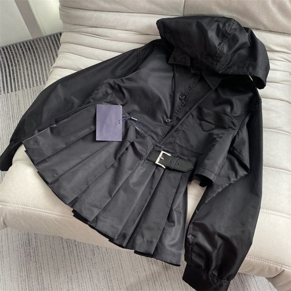 

womens jackets prass nylon series short shirt with detachable long sleeve shirt coat 220912, Black;brown