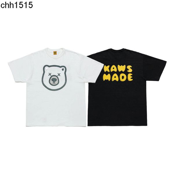 

human made summer 2022 new tee bear head printed bamboo cotton round neck loose men's short sleeve t-shirt, White;black