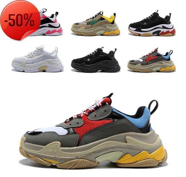 

triple s luxury designer casual shoes paris 17fw low old dad sneaker combination soles mens womens fashion shoes size 36 -45, Black