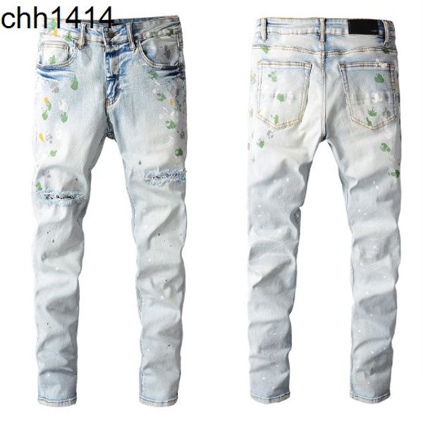 

685 brand printed street white monkey slim fit men's korean jeans / leggings, Blue