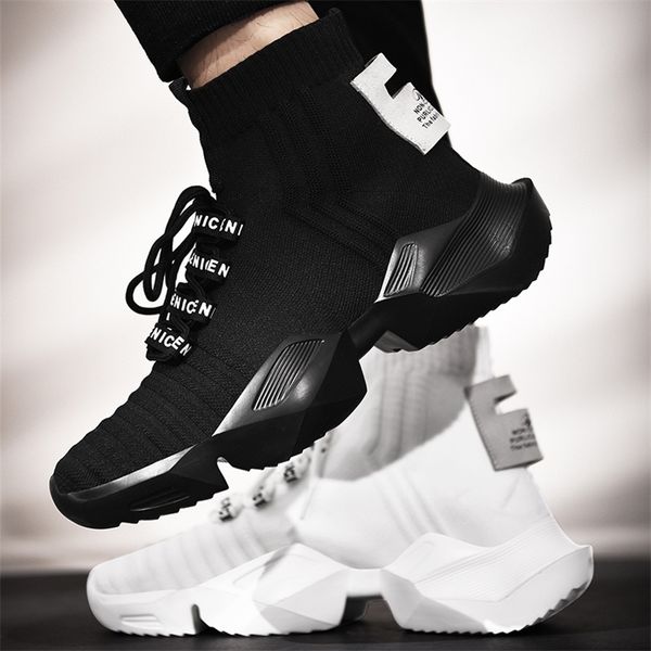 

dress shoes damyuan men's retro sock sneakers 47 high chunky men shoes breathable men thick bottom casual shoes zapatos de hombre 22091, Black