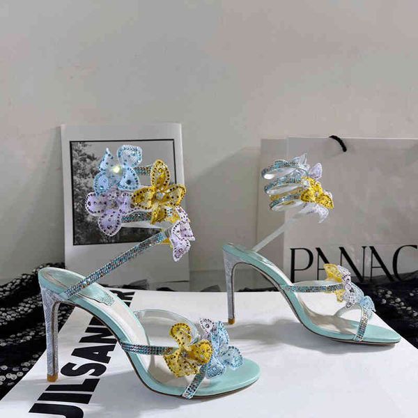 

sandals summer net red fairy serpentine winding high heels lace flower diamond around foot ring stiletto sandals, Black