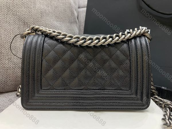 

10a tier mirror quality small boy bag 20cm luxury designer handbag women real leather lambskin caviar quilted flap purse black shoulder gold