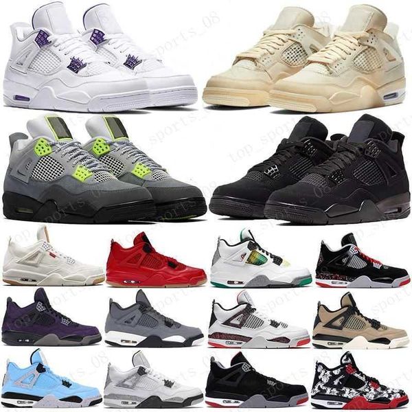 

basketball shoes new black cat 2021 4 4s jumpman bred neon wings encore cactus jack white cement mens stylist sneakers trainers us  -13