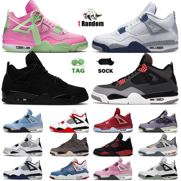 

mens womens jumpman 4s basketball shoes classic black cat 4 midnight navy infrared fire red thunder violet ore canyon purple sail bred og sn