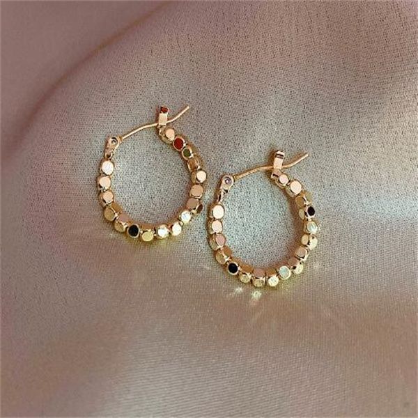 

fashion round hoop charm ladies stainless steel gold personality metal earrings trend party jewelry couple gift ac44, Golden