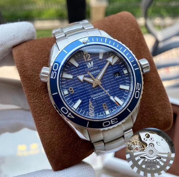 

316l men's automatic mechanical watch diver sky 007 limited edition stainless steel matte red black blue bezel wristwatches, Slivery;brown