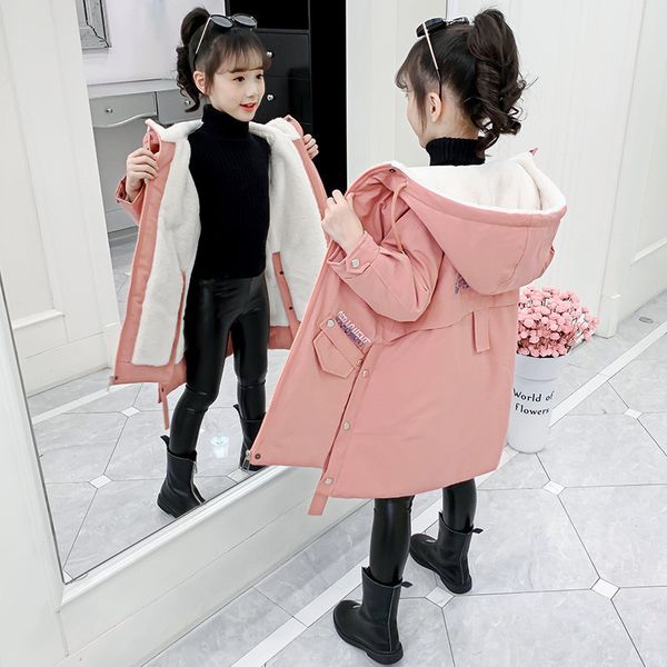 

jackets girls baby s coat jacket outwear cool thicken winter plus velvet warm cotton fleece children s clothing 220912, Blue;gray