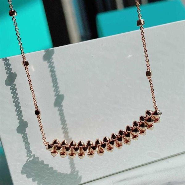 

2022 brand pure 925 sterling silver jewelry for women rota rivet pendant rose gold necklace cute lovely clash design fine luxu293v