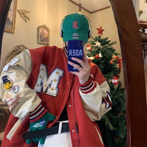 

womens jackets coldyingan embroidery stitching baseball uniform female autumn trend hiphop loose couple holiday jacket coat women clothes 22, Black;brown