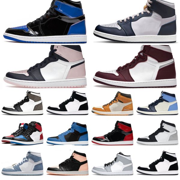 

authentic jumpman 1 1s men basketball shoes black gold mid university blue element light curry denim carbon fiber chicago mens women