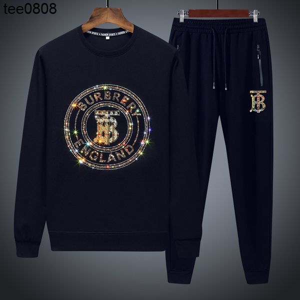 

long sleeved suit men's autumn and fashion hoodies winter new handsome large fashion sweater heavy industry drill leisure two-piece sui, Black