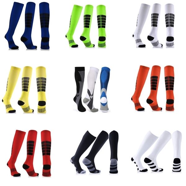 

sports socks 3 pairs lot pack compression 2030 mmhg soccer football stockings running knee high tube 220912, Black