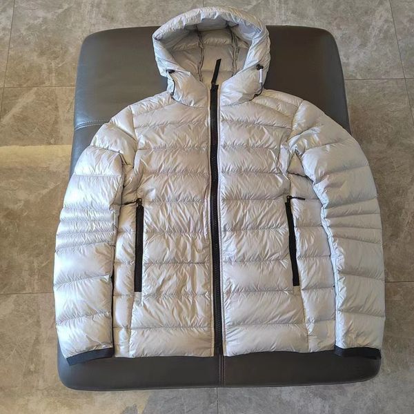 

men crofton down jacket designer padded coat recycled nylon-ripshooded zip woven patch hw1j, Black
