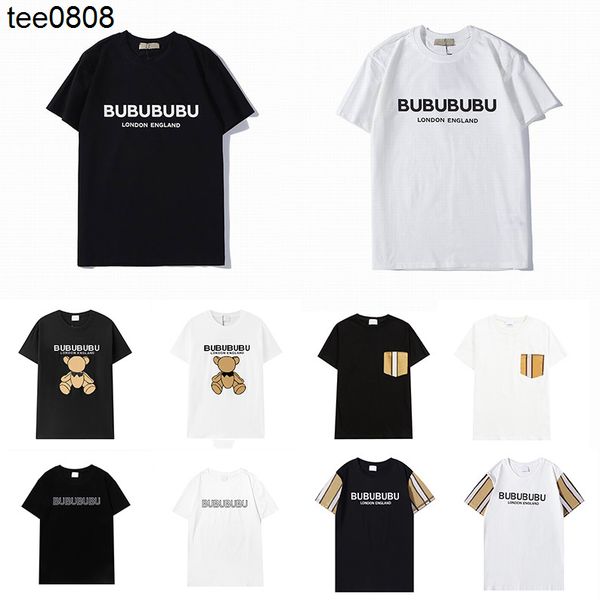 

fashion t shirts burbersy mens women designers t-shirts tees apparel man s casual chest letter shirt luxurys clothing street, White;black