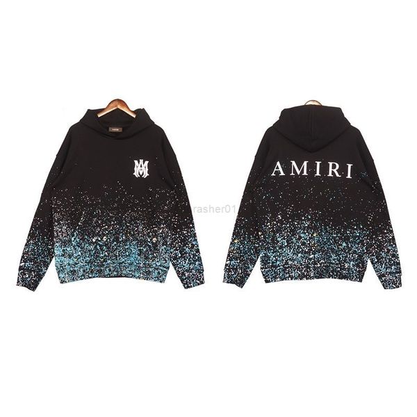 

new men's hoodies sweatshirts fashion designer amirs star splashing flower letter print street culture casual long hoodie, Black