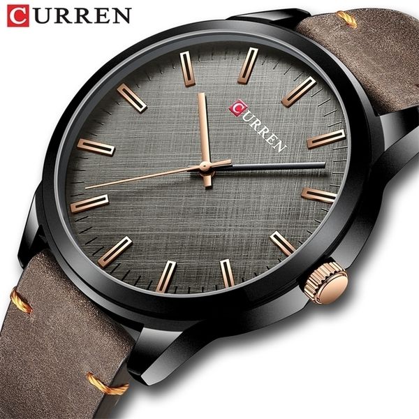 

wristwatches curren man watches fashion business quartz wristwatch with leather classic casual male clock black simple watch 220912, Slivery;brown