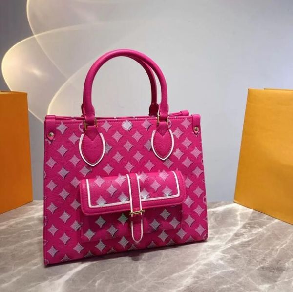

classic tote full flower 3d print women onthego gm totes bags handbag luxurys designers shouder bag genuine leather messenger travel handbag