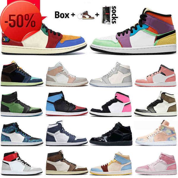 

boots new jumpman 1 1s mens basketball shoes high mid se multi -color unc milan fearless blue the great digital gs pink womens trainers snea, Black