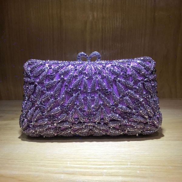

evening bags luxury 12 colors purple red blue crystal clutch metal bag clutches women party wedding handbag 220908