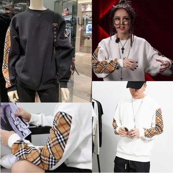

2022 designer burb hoodies online store sports sweater men's cotton pullover women's plaid high version loose, Black