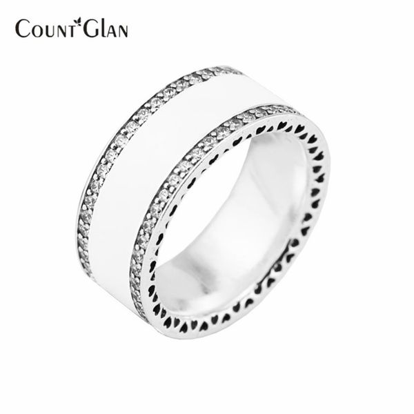 

compatible with pandora rings new sterling-silver-jewelry enamel clear cz rings for women 925 silver hearts of brand ring 2017287w, Slivery;golden