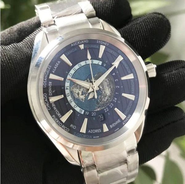 

fashion mens watch world time james bond 007 men automatic watches mechanical movement men's skyfall watch steel wristwatches, Slivery;brown