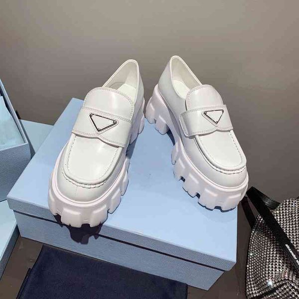 

dress shoes lofook shoes autumn leather single muffin thick soles british style lazy people wearing small, Black