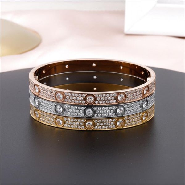 

fashion classic bracelet diamond bangle for women men luxury bangle jewelry engagement wedding party silver rose gold170f, Golden;silver