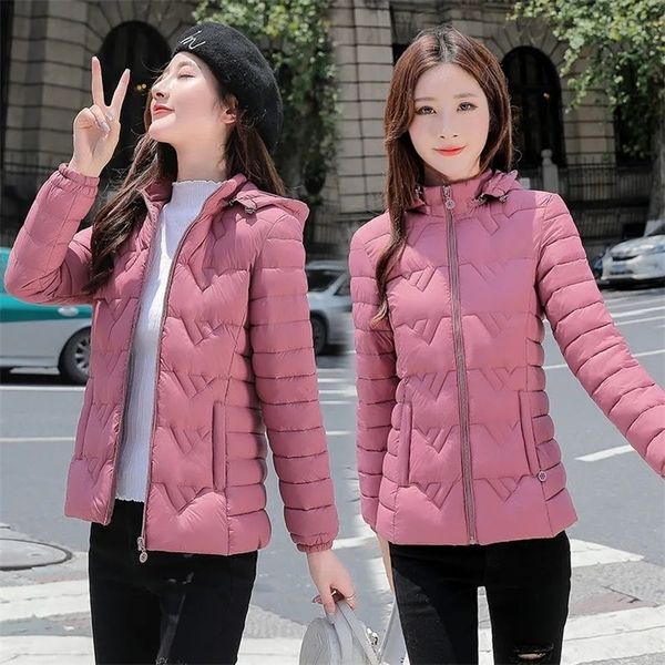 

women's down parkas women winter jacket warm hooded female basic coat cotton padded short outwear plus size 6xl 220912, Black