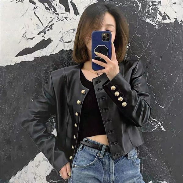 

cel brand jacket 2022 new women's autumn winter fashion leather coat classic designer logo grade leather jacket casual spring coat card, Black;brown