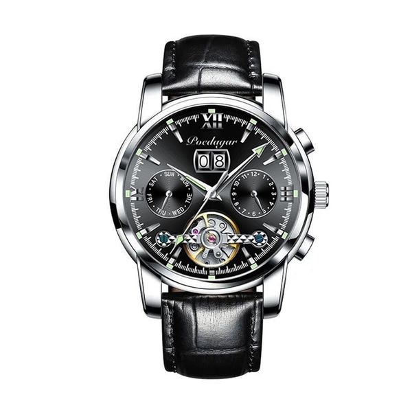 

wristwatches poedagar mens watches brand luxury automatic mechanical clock business watch men casual waterproof watch relogio masculino 2209, Slivery;brown
