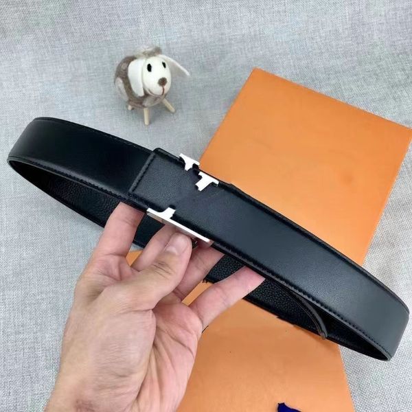 

designer brand men's luxury belt fashion classic l letter versatile smooth belt, Black;brown