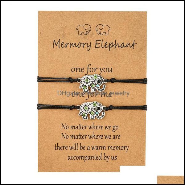 

charm bracelets dot diamond hollow elephant card bracelet creative wax wire weaving adjustable drop delivery 2021 jewelry bracelets bd dhbhl, Golden;silver