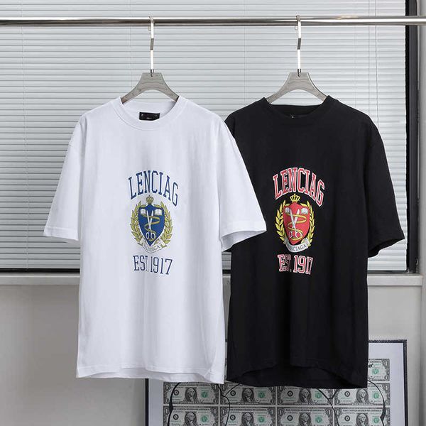 

men's t-shirts 2022 men's and women's paris alphabet spring summer 1917 burst shield printing short sleeve cotton round neck, White;black