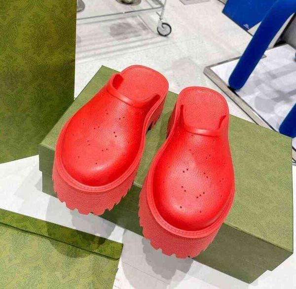 

slipper slippers rubber thick-soled women sandals trendy beach sandal designer hollow out handin candy color outdoor activities, Black