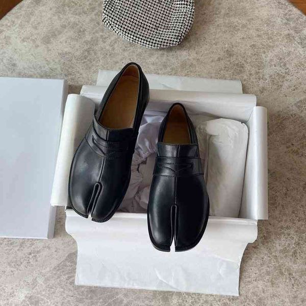 

shoes horseshoe dress split toe shoes leather flat sole in autumn one foot with lofook british style small ji2i, Black