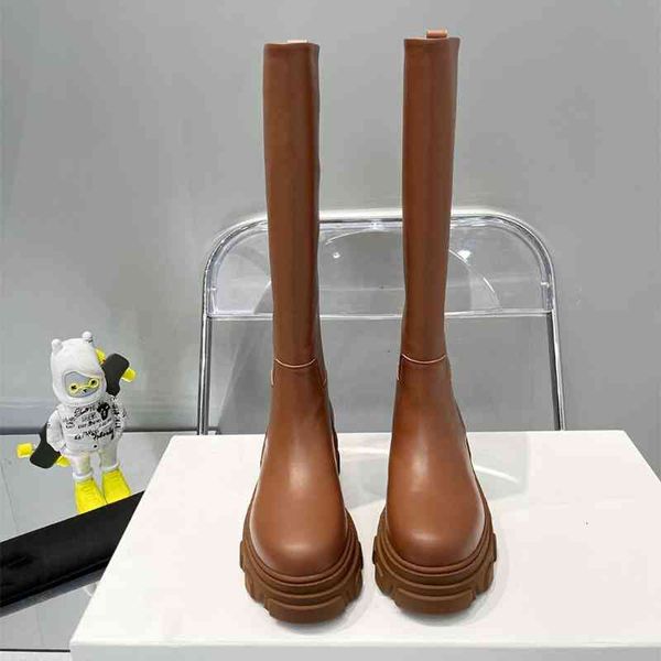 

in the boots autumn and winter of british lear thick soled knee length boots are thin for women brown muffin straight 86oh, Black
