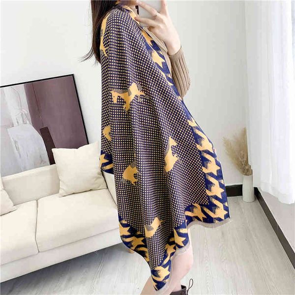 

classic style new women's autumn and imitation cashmere lengthened thickened warm decoration shawl bib tassel long scarf, Blue;gray
